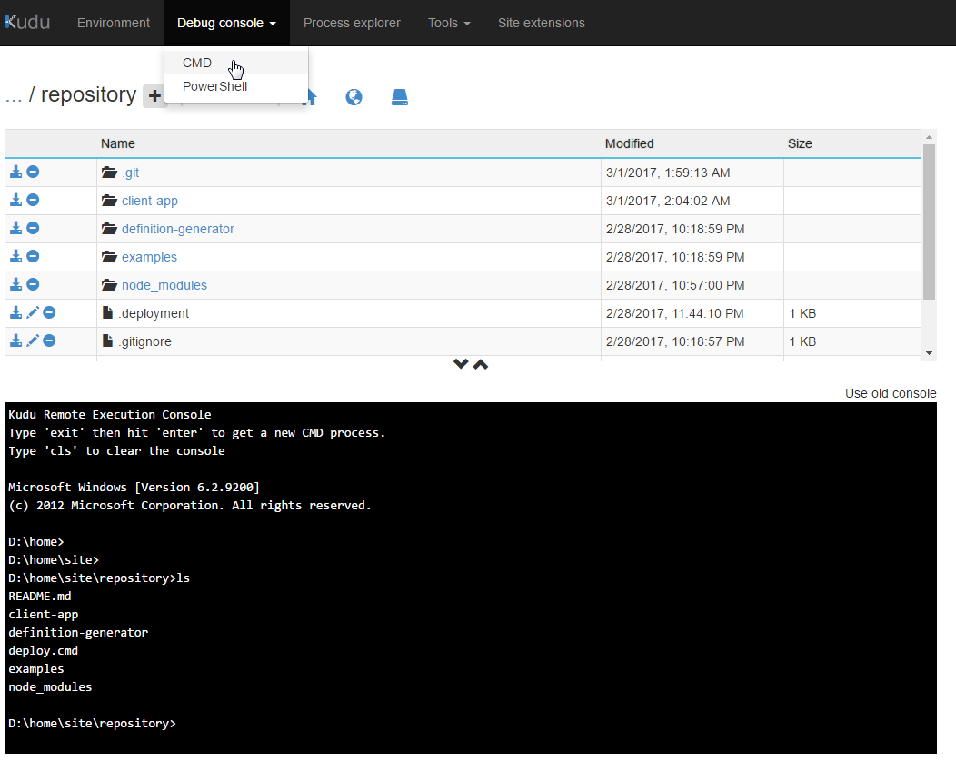 Debug console